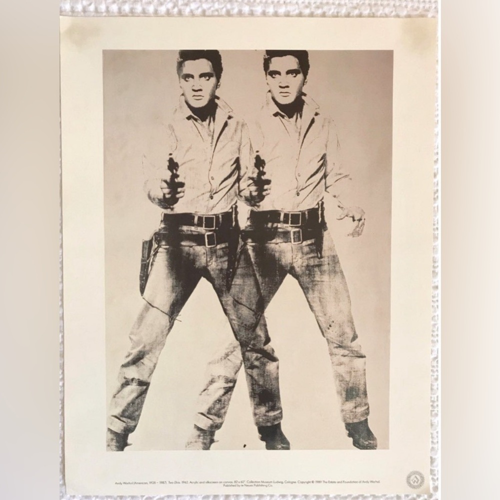 Vintage Andy Warhol Two Elvis Lithograph Print Authentic 1989 Wall Decor Pop